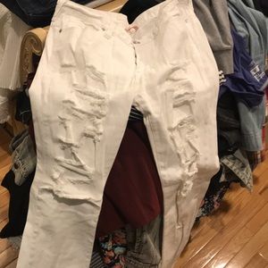 White stylish ripped jeans